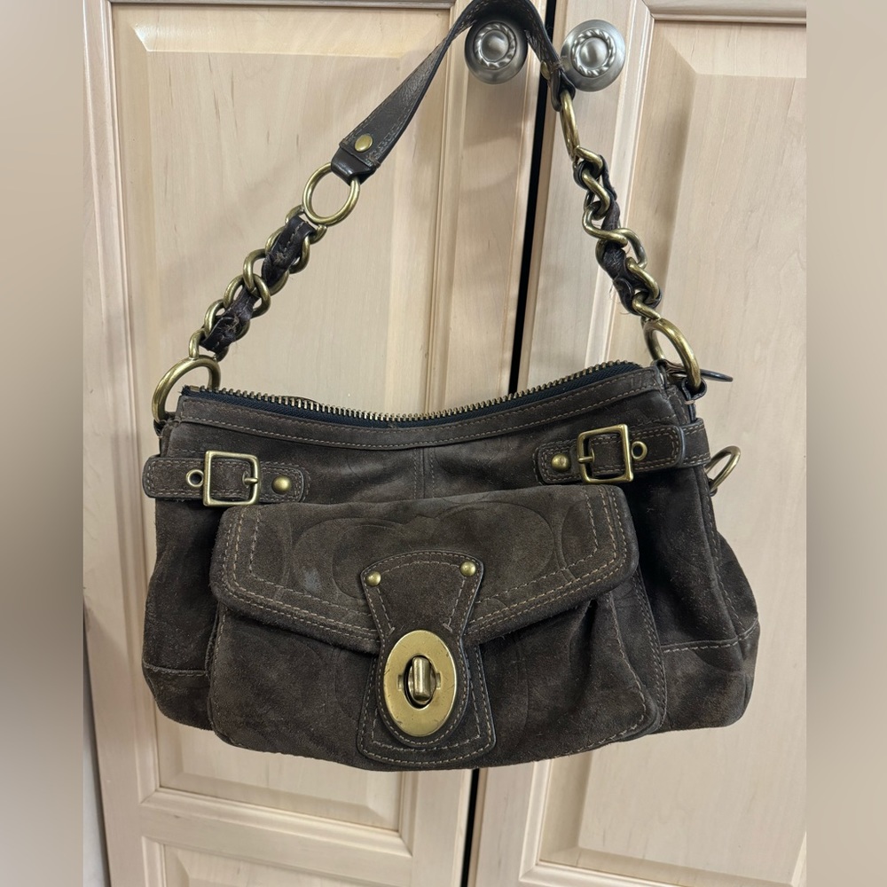 Coach bag; Brown Suede Vintage Coach Bag